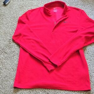 Nike Dri-FIT Men's Red 1/4 Zip Mock Neck Pullover Polyester Long Sleeve M